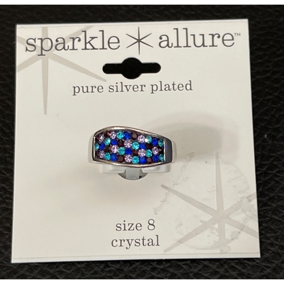 NWT Sparkle Allure Pure Silver Plated Crystal Ring Size 8  **NEW** - Picture 2 of 3